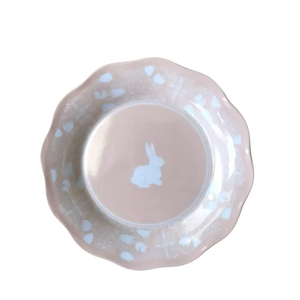 Pastel Easter Bunny Melamine Appetizer Plates 7in Set of 4 NEW